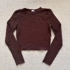Cotton On Brown Waffle Knit Crew Neck Long Sleeve Size Small